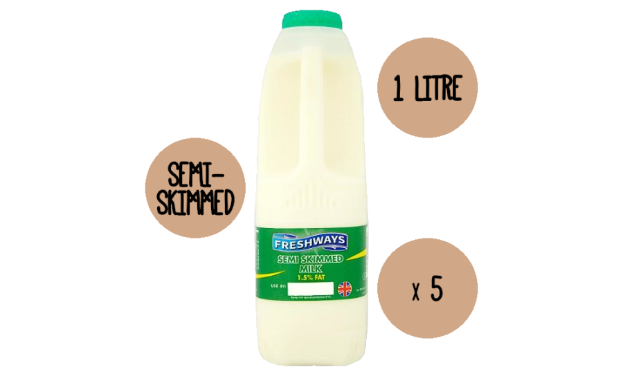 Semi Skimmed Milk 5 x 1 Litre 