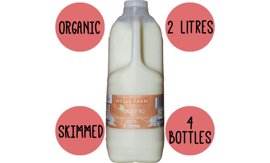 Organic Skimmed Milk 4 X 2 Litre