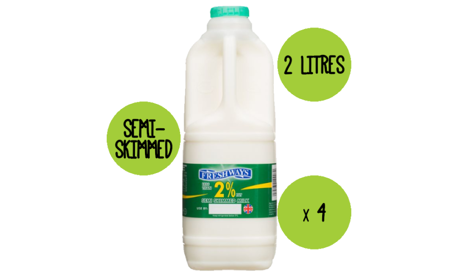 Semi Skimmed Milk 4 X 2 Litre 