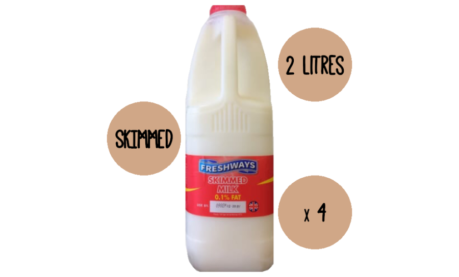Skimmed Milk 4 X 2 Litre 