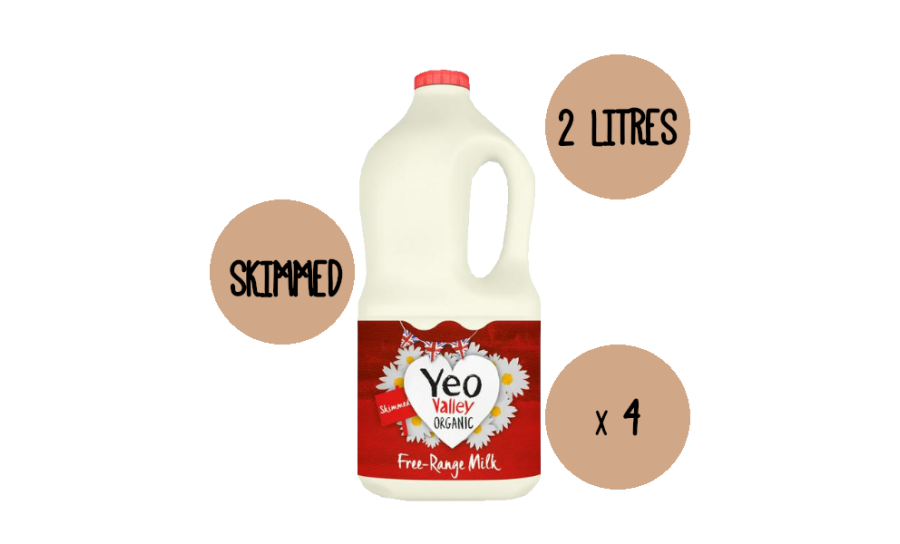 Organic Skimmed Milk 4 X 2 Litre