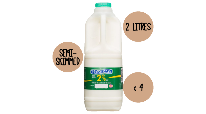 Semi Skimmed Milk 4 X 2 Litre 