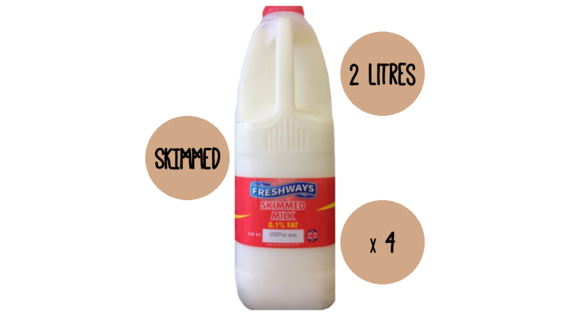 Skimmed Milk 4 X 2 Litre 